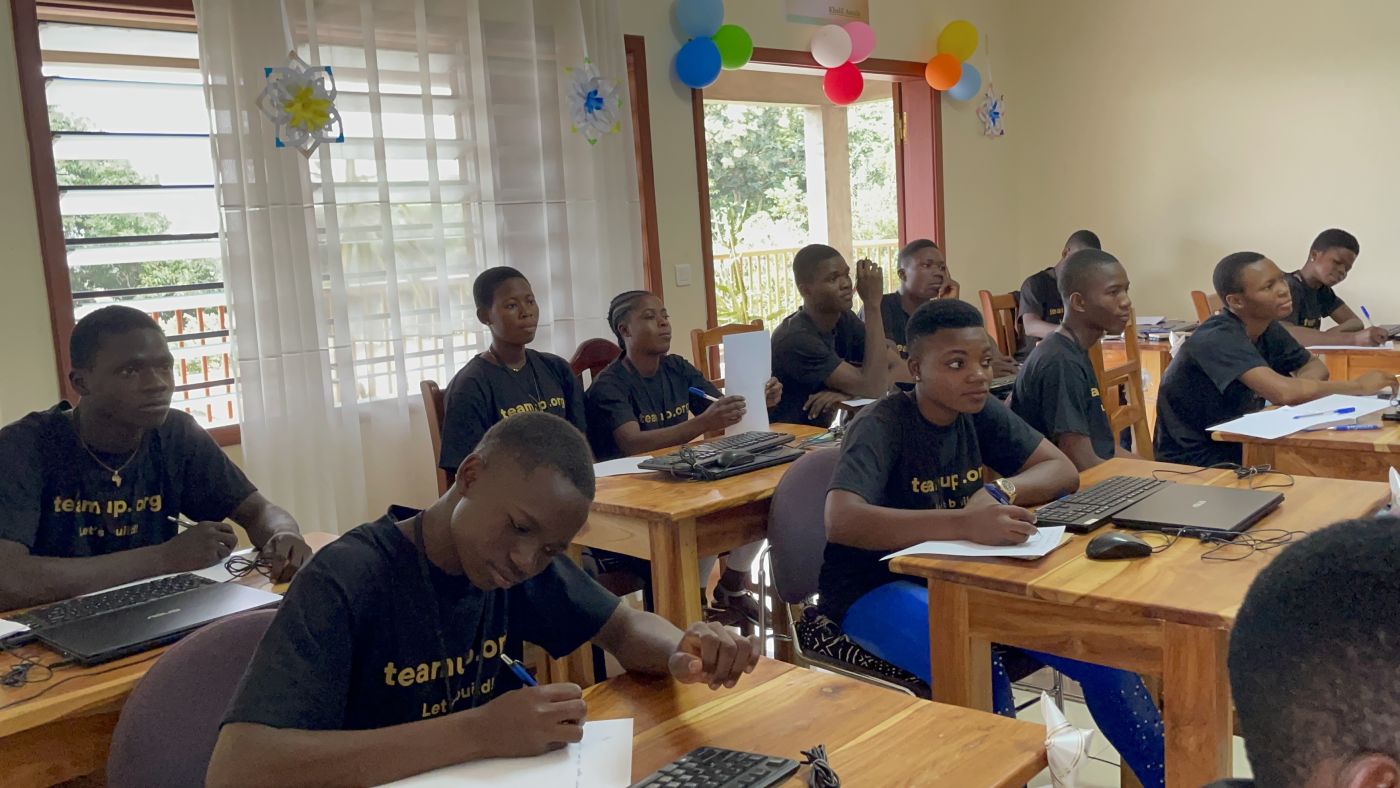 Students in the middle of a programming session, at the Teamup Centre