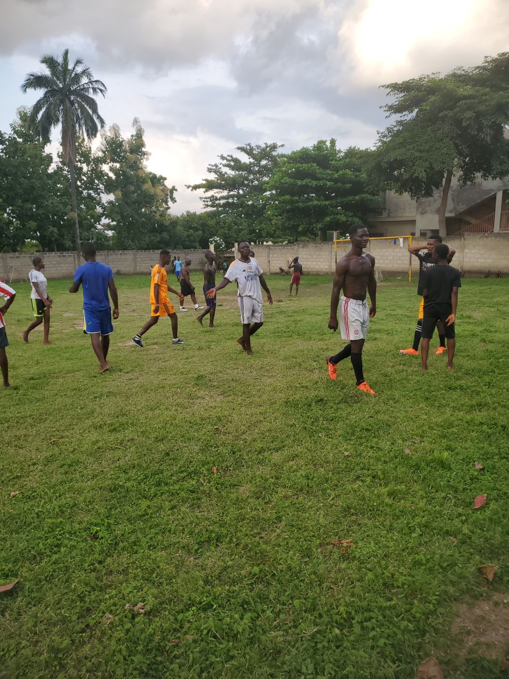 A football match at the end of the day